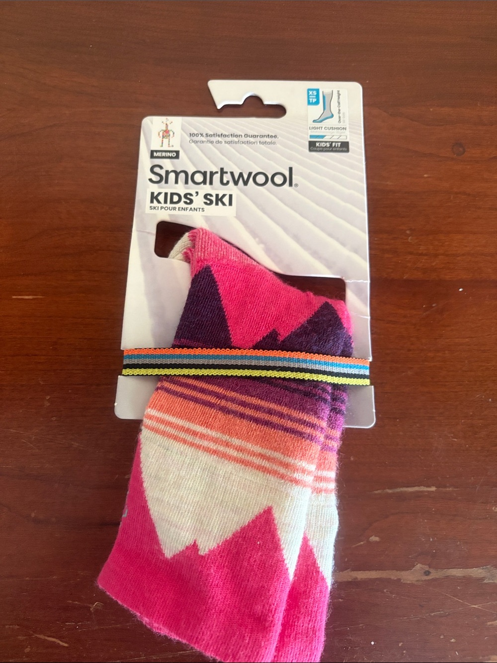 Smartwool Kids Ski Socks in Pink, Purple & Cream